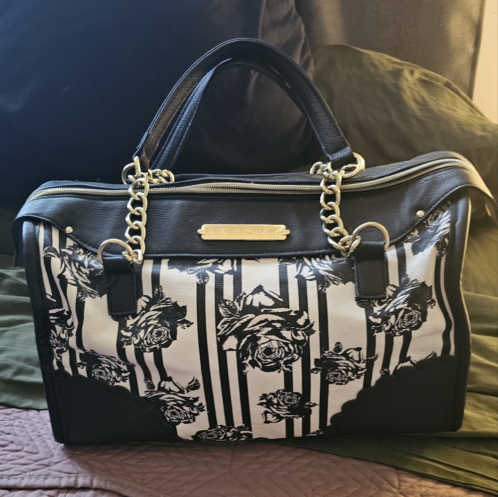 Betsy Johnson satchel Black and White Floral Women's Bag